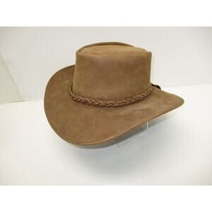 Outback style dark brown suede cowboy hat w/braided hat band